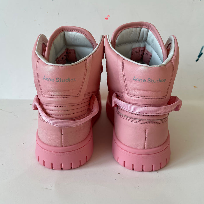 ACNE STUDIOS Pink leather high-top trainers